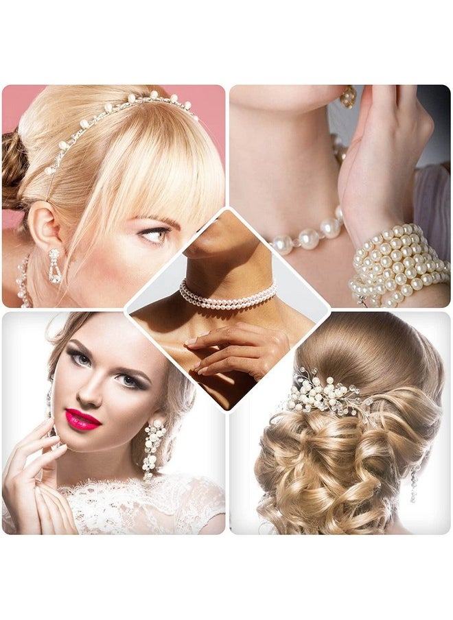 Dreamlover 600Pcs Ivory Pearl Beads Sets Round Shape 6, 8, 10 Mm Pearl Bead For Jewellery Making Craft Necklace Moti For Crafting Loose Pearls With Holes Sewing Crafts Fake Pearl- 200Pcs Of Each Size  - Image 4