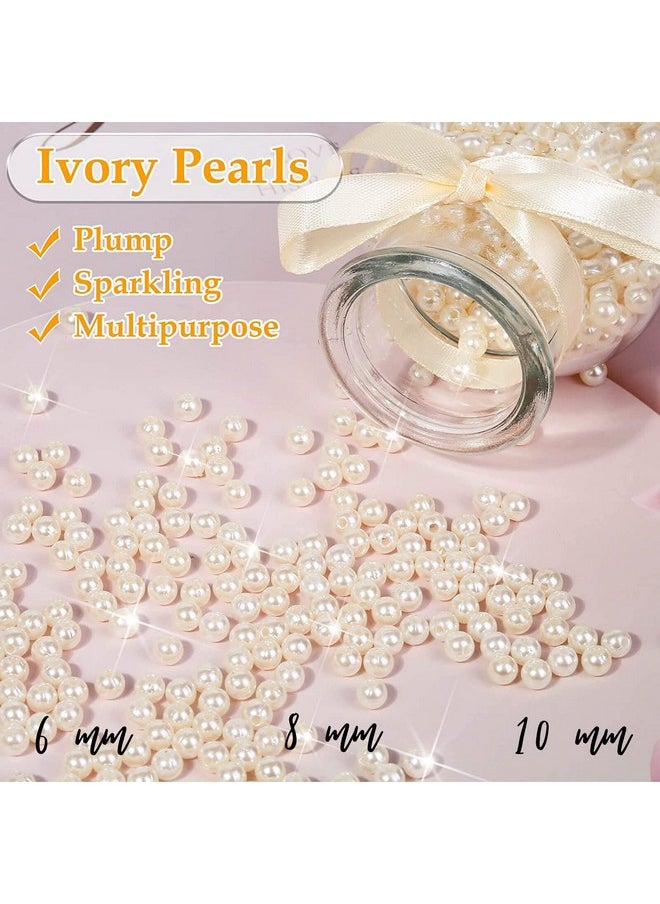 Dreamlover 600Pcs Ivory Pearl Beads Sets Round Shape 6, 8, 10 Mm Pearl Bead For Jewellery Making Craft Necklace Moti For Crafting Loose Pearls With Holes Sewing Crafts Fake Pearl- 200Pcs Of Each Size  - Image 2