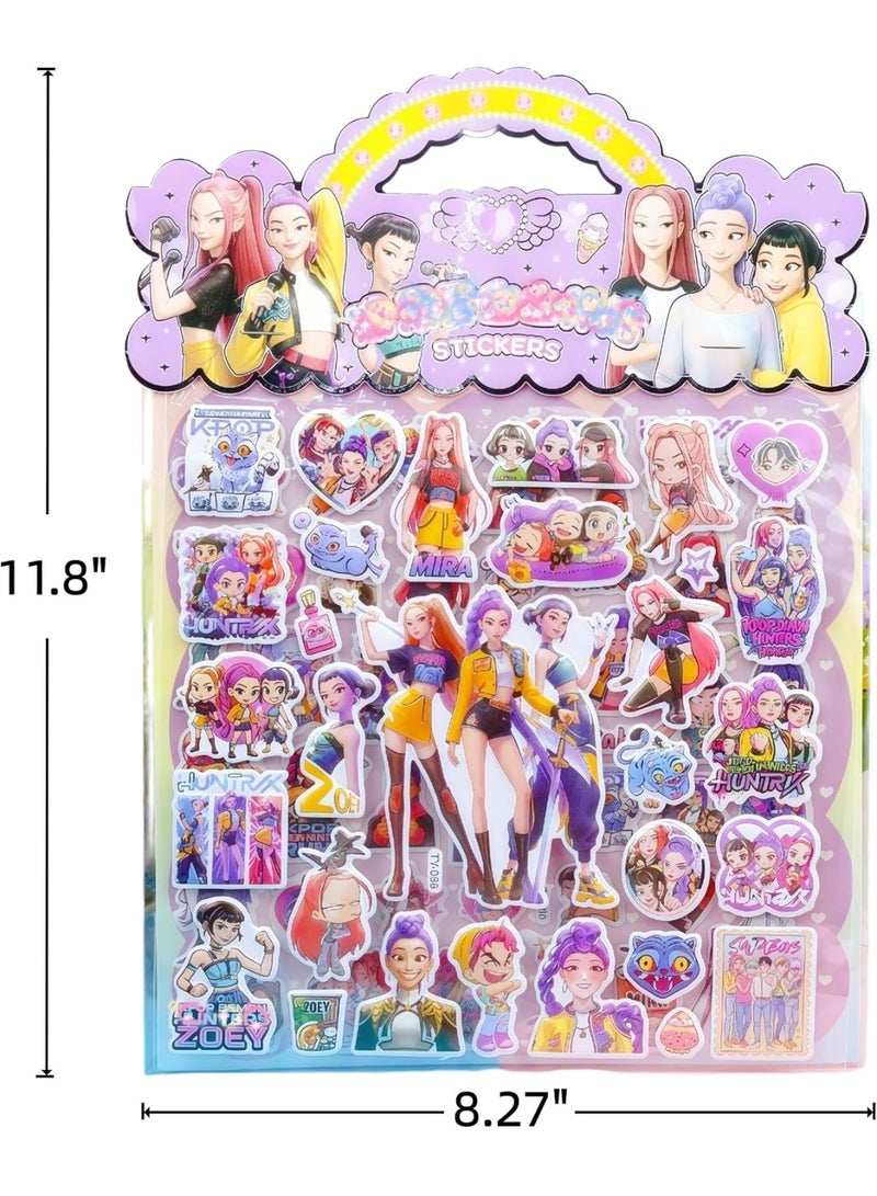 اوراکس 440 جهاز كمبيوتر شخصي Kpop شيطان الصيادين "HUNTRIX" ملصقات الفينيل الجرافيتي، 3D طبقة مزدوجة الماء كرتون ملصقات، أنيمي جمالي DIY Merch للكمبيوتر المحمول، زجاجات المياه، القبعة الصلبة، المجلة، الحقيبة، الهاتف، لوحة التزلج، للبالغين الأطفال المراهقين البنات الأولاد - Image 3