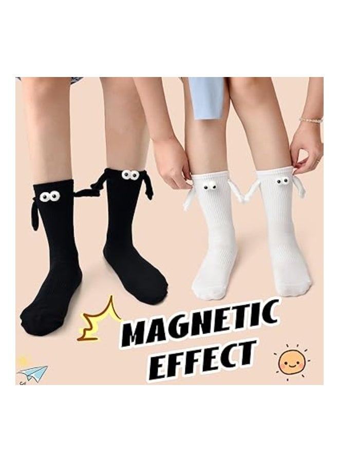 4 حزمة جورب زوجي ثلاثي الأبعاد مضحك مع مغناطيس، أكسسوارات جورب تمسك بالأيدي، جورب يد بيد، هدايا صداقة مغناطيسية للنساء والرجال، جورب متوسط الطول - Image 5