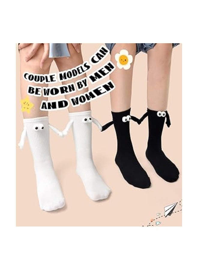 4 حزمة جورب زوجي ثلاثي الأبعاد مضحك مع مغناطيس، أكسسوارات جورب تمسك بالأيدي، جورب يد بيد، هدايا صداقة مغناطيسية للنساء والرجال، جورب متوسط الطول - Image 4