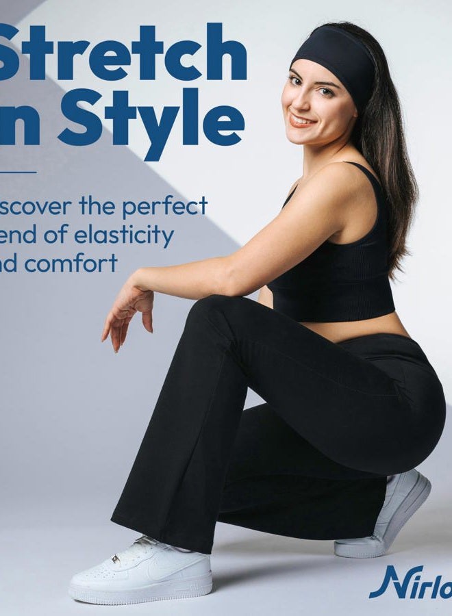 Nirlon Yoga Pants for Women Bootleg Best Athletic Workout Yoga Leggings Flare Leg 28"/30"/32"/34" Inseam for Fitness Work & Casual Wear (XL, Black 30" Inseam) - Image 3