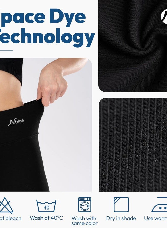 Nirlon Yoga Pants for Women Bootleg Best Athletic Workout Yoga Leggings Flare Leg 28"/30"/32"/34" Inseam for Fitness Work & Casual Wear (XL, Black 30" Inseam) - Image 4