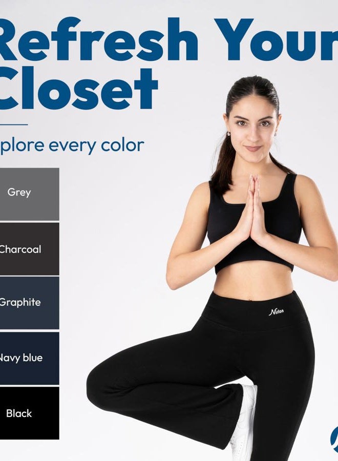 Nirlon Yoga Pants for Women Bootleg Best Athletic Workout Yoga Leggings Flare Leg 28"/30"/32"/34" Inseam for Fitness Work & Casual Wear (XL, Black 30" Inseam) - Image 5