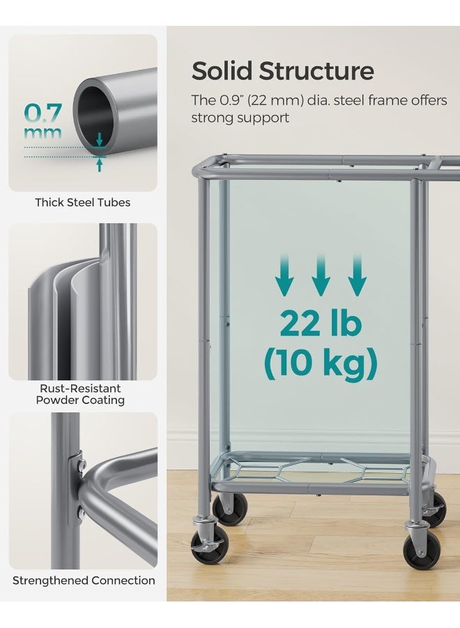 SONGMICS سلة غسيل SONGMICS بعجلات، سلة غسيل متحركة، 23.8 جالون (90 لتر)، بطانة قابلة للإزالة، إطار فولاذي مع مقبض، تخزين البطانيات، 24 × 11.4 × 31.9 بوصة، أبيض كريمي - Image 5