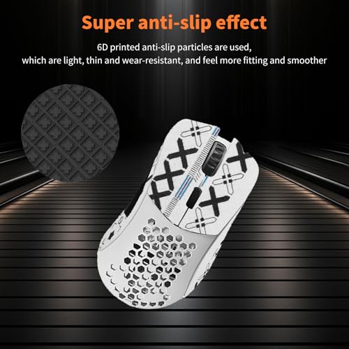 NOUKAJU Mouse Grip Tape Full Coverage for Glorious Model D, Rounded Curved Edges Mouse Feet Skates,Self-Adhesive PreCut Sweat-Resistant Professional Mice Upgrade Kit(Foot pad + White Mouse Grip Tape) - Image 3