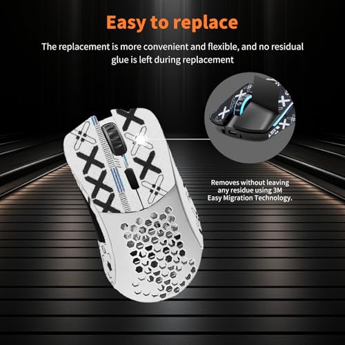 NOUKAJU Mouse Grip Tape Full Coverage for Glorious Model D, Rounded Curved Edges Mouse Feet Skates,Self-Adhesive PreCut Sweat-Resistant Professional Mice Upgrade Kit(Foot pad + White Mouse Grip Tape) - Image 5