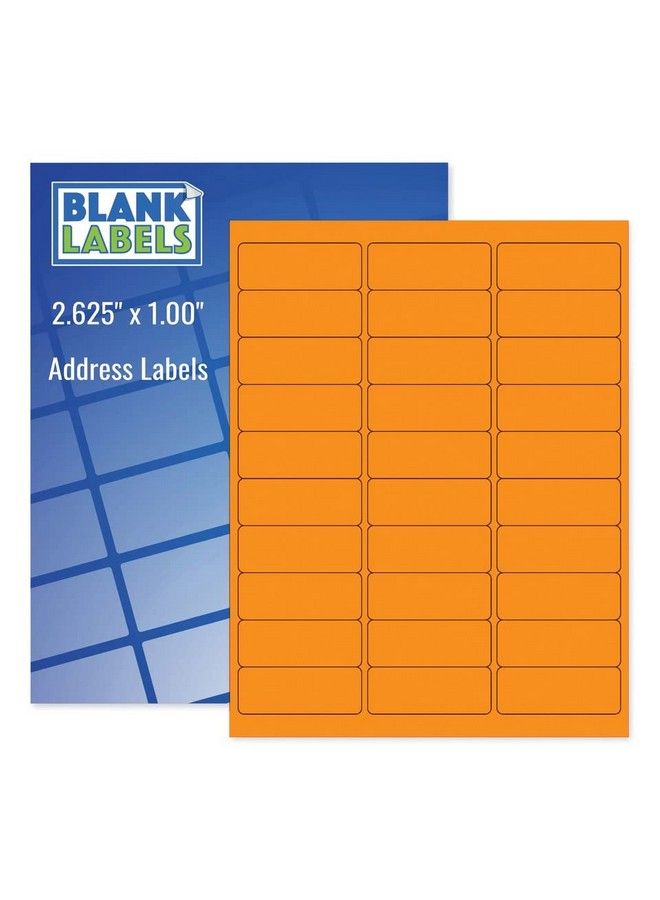 Blank Labels Fluorescent Orange Mailing Labels From Blank Labels 25 8" X 1" (2.625 X 1) 30 Labels Per Sheet 100 Sheets - Image 1
