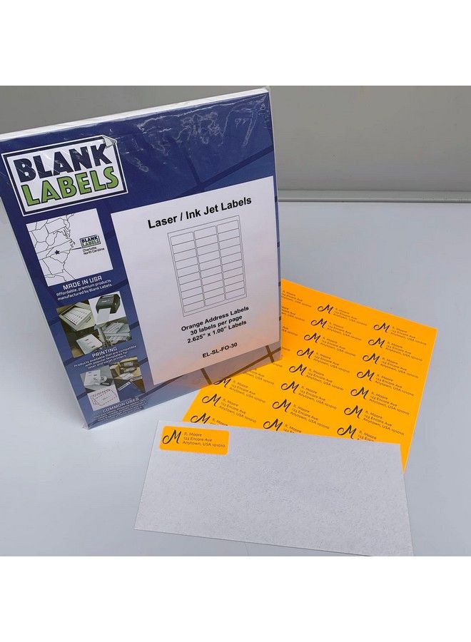 Blank Labels Fluorescent Orange Mailing Labels From Blank Labels 25 8" X 1" (2.625 X 1) 30 Labels Per Sheet 100 Sheets - Image 3
