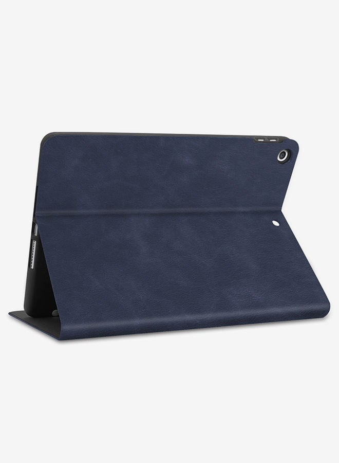 Loquat Cowhide Texture Pattern Horizontal Flip Leather Case With Holder/Pen Slots And Sleep/Wake-Up Function For Apple iPad 10.2 Dark Blue - Image 4