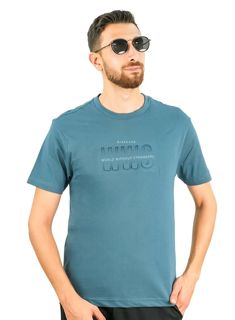 Men's World Without Strangers Print Tee - Slim Fit, Crew Neck, Cotton