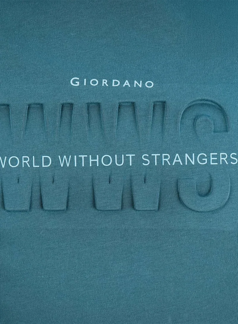 GIORDANO  Men's World Without Strangers Print Tee - Slim Fit, Crew Neck, Cotton for Men | Best Price UAE