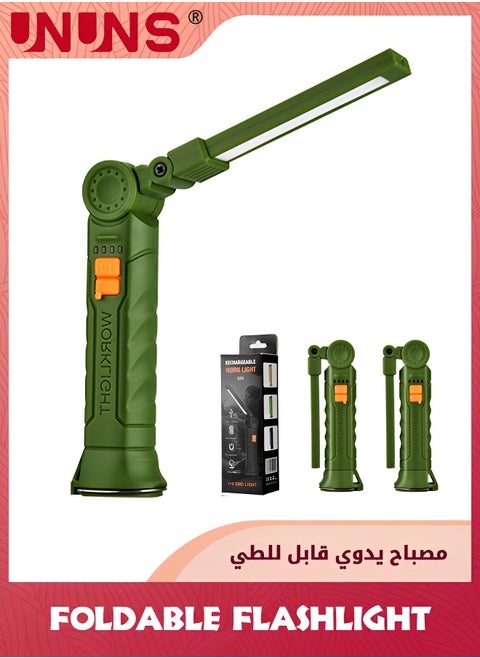 2 Pack LED Rechargeable Flashlight,Foldable Work Lights With 360° Rotate Magnetic Base,4 Modes Portable Inspection Torch For Trouble Light,Automotive,Handmade,Camping,BBQ