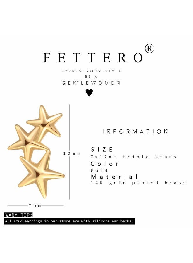 Fettero FETTERO Tiny Stud Earrings for Women 14K Gold Plated Earrings Delicate Trendy Earrings Cute CZ Star Studs Earring for Everyday Wear Dainty Earrings for Women Gold Jewelry Gifts -Star Around - Image 5