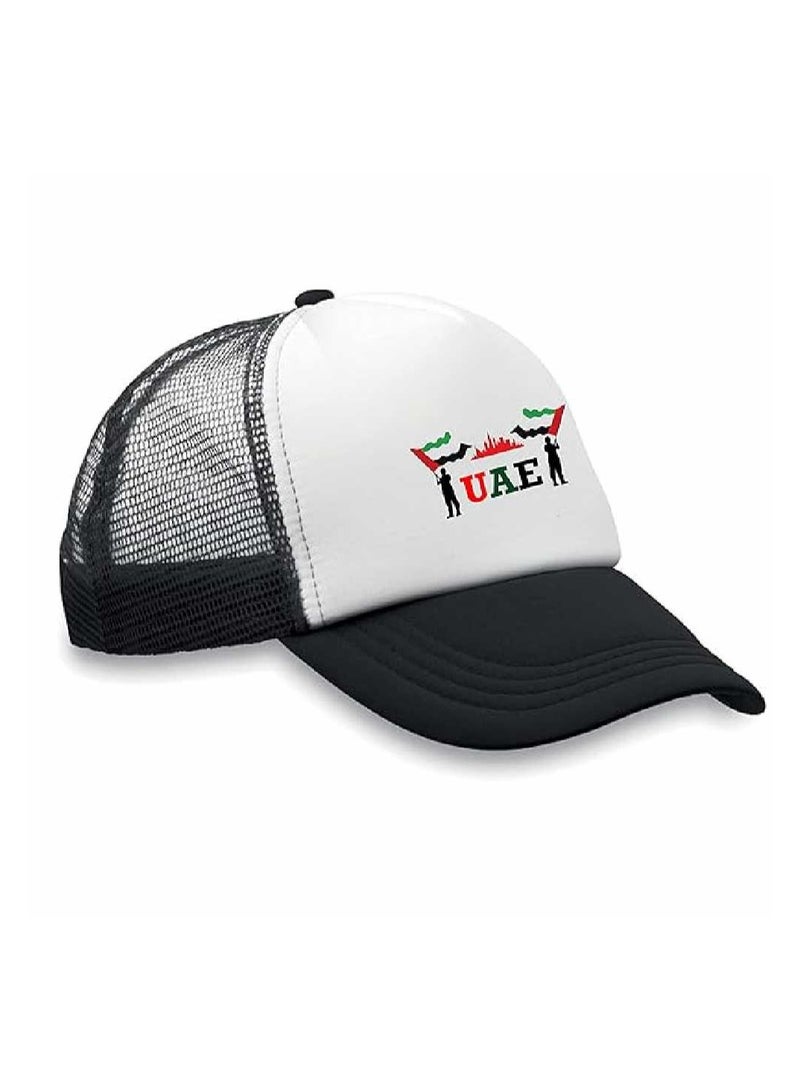 UAE Celebrating National Day 5 panel truckers cap in polyester with adjustment plastic snap closure | Mesh Baseball Cap|Outdoor Fishing Hat | for Men and Women - Image 3