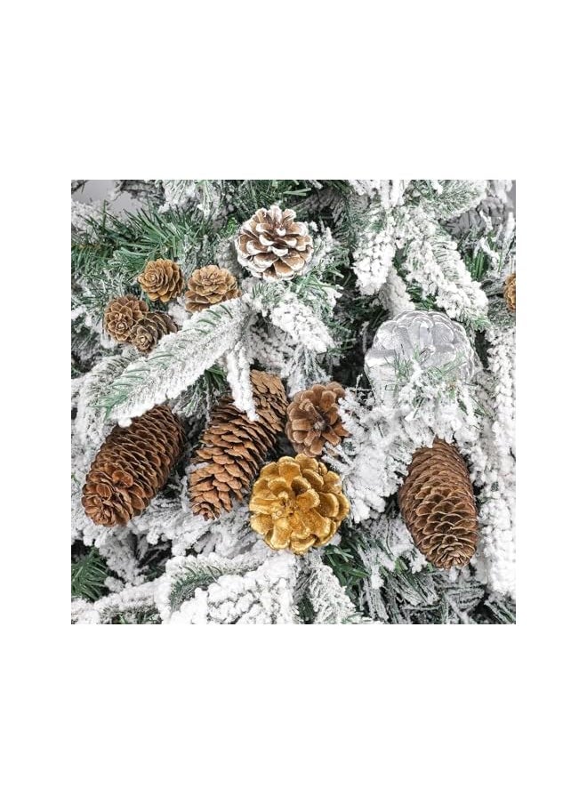 The Bros 40pcs Natural Christmas Pine Cones Bulk Silver Gold Snow Spruce PineCones Ornaments for Autumn and Winter DIY Crafts Decorating Wedding Decor Bowl Vase Fillers  - Image 3