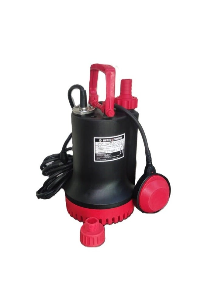 Submersible Clean Water Pump, 1 HP, Plastic Construction, Black and Red 