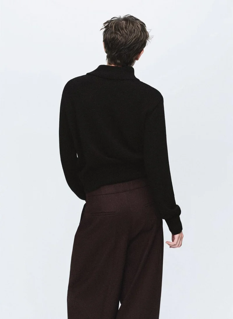 MANGO Perkins-neck sweater with button