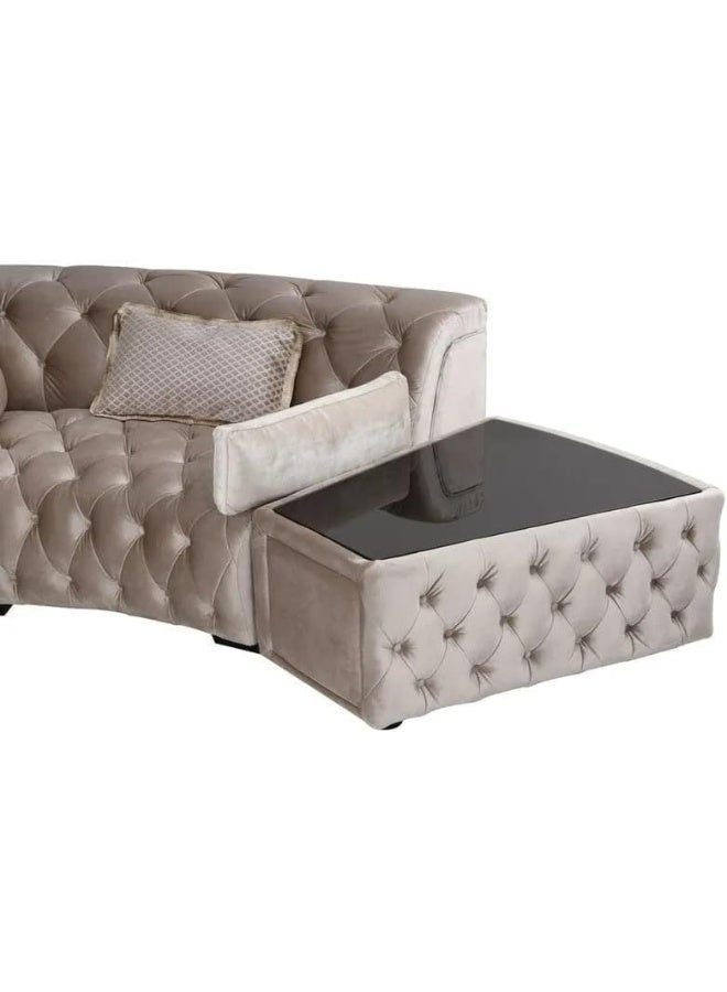 Comfynest راحة فاخرة: مجموعة أريكة زاوية مكسوة بالميكروسويد لـ 10 مقاعد مع Ottoman باللون الكريمي - Image 2