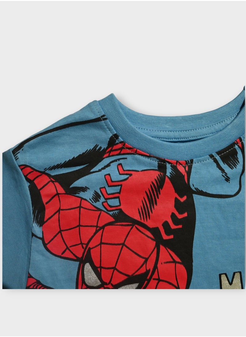 AVENGERS - Marvel Comics Group Spiderman T-Shirt and Pyjama Set, Blue - Image 1