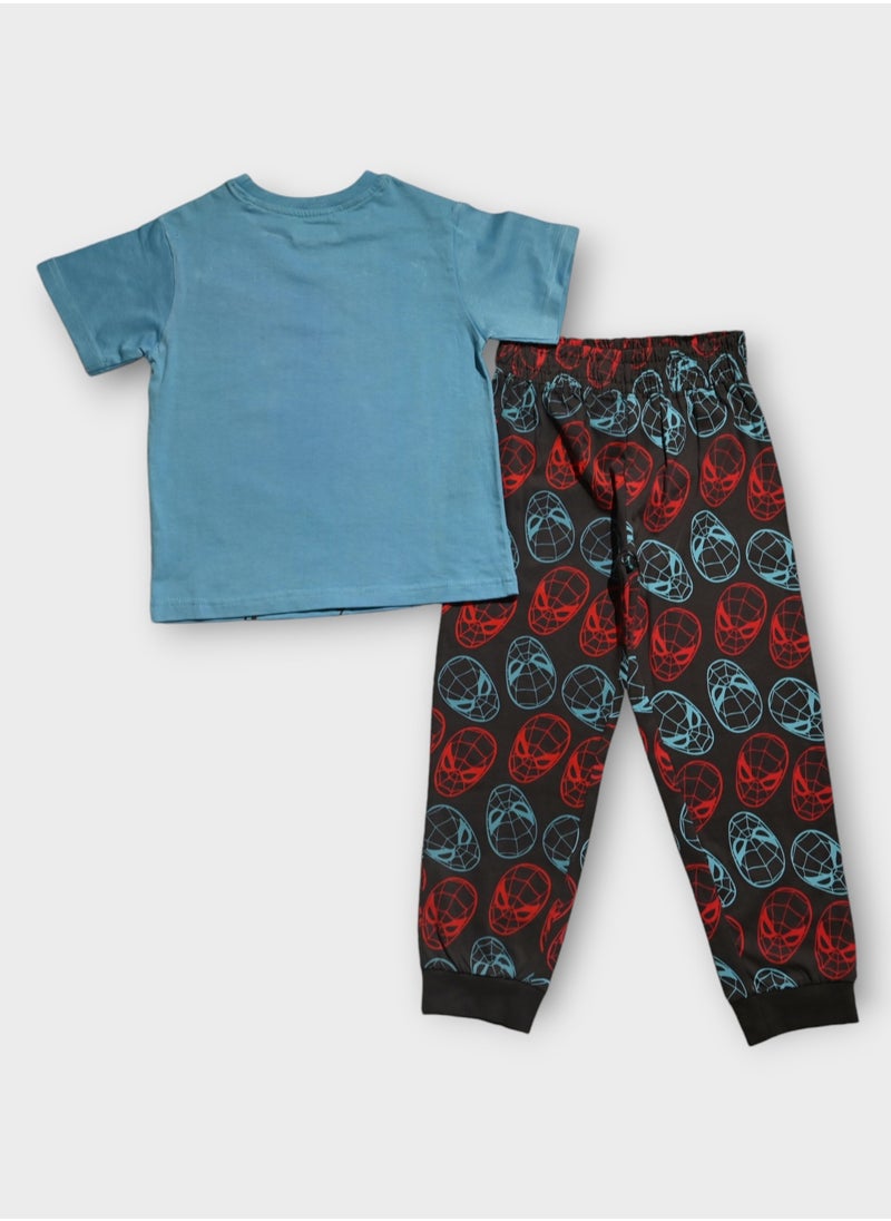 AVENGERS - Marvel Comics Group Spiderman T-Shirt and Pyjama Set, Blue - Image 1