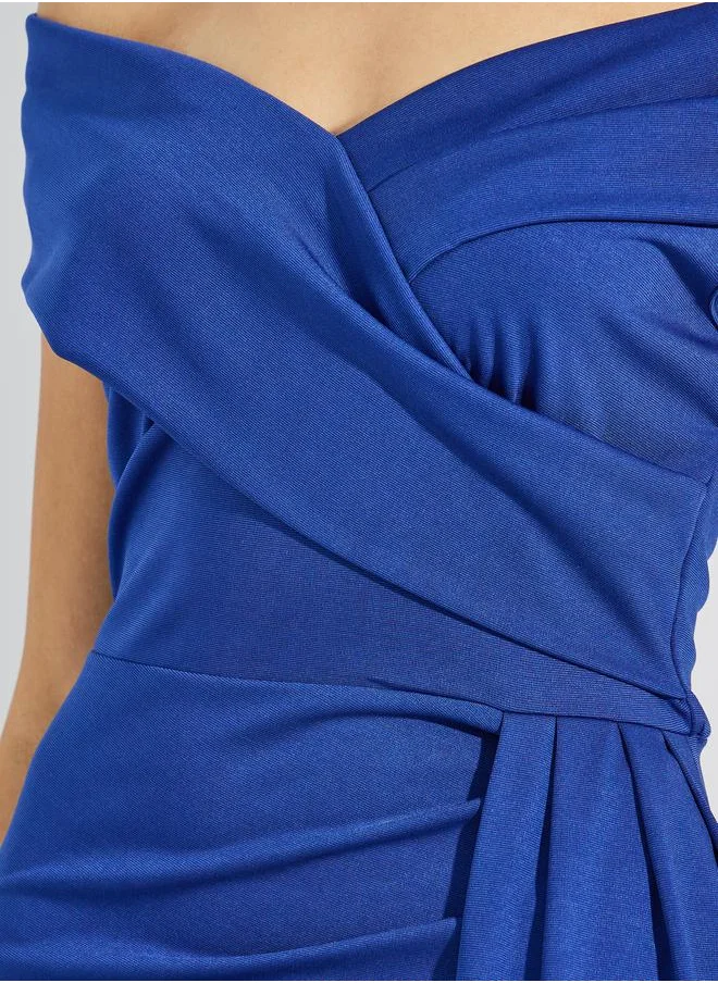 ستايلي Front Slit Off Shoulder Neck A-Line Maxi Dress