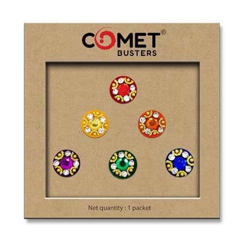 Comet Busters Round Multicolor Velvet Bindis With Stone Work (BIN1350)(9mm) - Image 1
