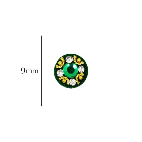Comet Busters Round Multicolor Velvet Bindis With Stone Work (BIN1350)(9mm) - Image 3