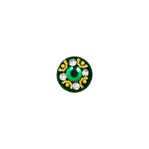 Comet Busters Round Multicolor Velvet Bindis With Stone Work (BIN1350)(9mm) - Image 2