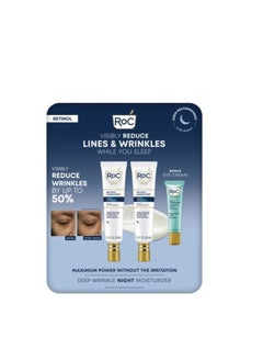RoC RoC Retinol Correxion Deep Wrinkle Night Cream, 2.6 fl oz Total (2-Pack of 1.3 fl oz), with Bonus Eye Cream 0.4 fl oz 