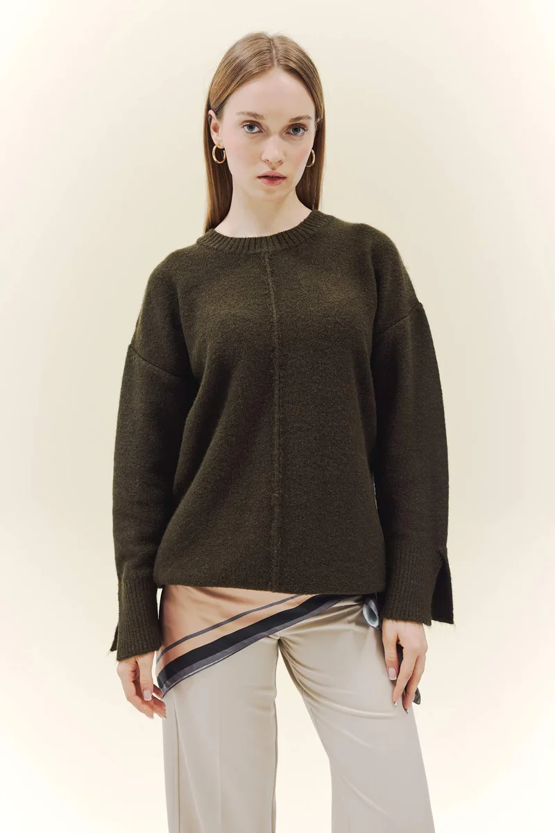 ديفاكتو Loose Fit Knitwear Crew Neck Tunic