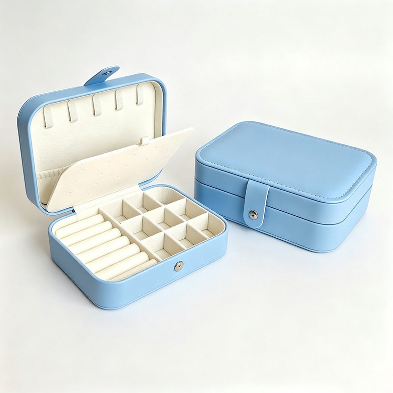 Travel-Friendly PU Leather Jewelry Box - Compact, Dustproof, Scratch-Resistant Organizer for Rings, Earrings, and Lipstick