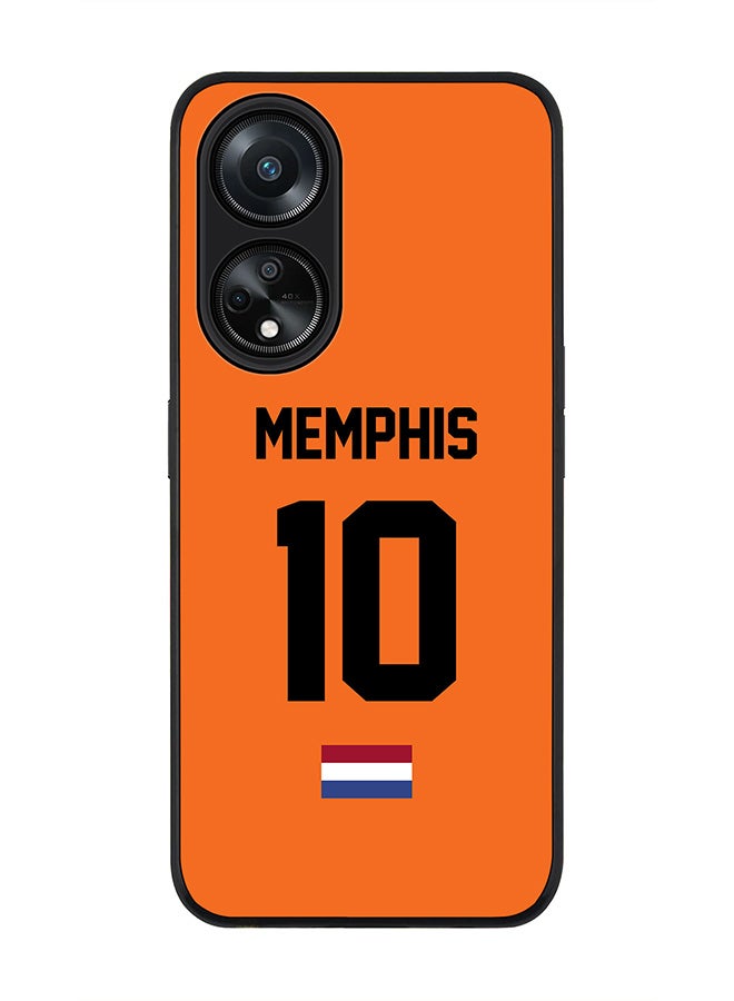 Stylizedd Rugged Black edge case for Oppo A98 5G, Slim fit Soft Case Flexible Thin Cover- Football Team-Netherlands, Player Name-Memphis - Image 1