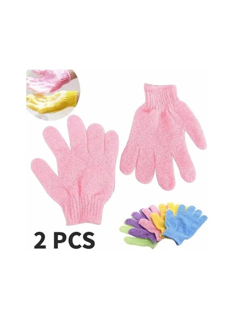 2 قطعة قفازات حمام منزلية منشفة استحمام ومقشر وغسول الجسم للاطفال، لوازم منزلية مرنة لمسح الظهر، قفازات تنظيف الاستحمام - Image 1