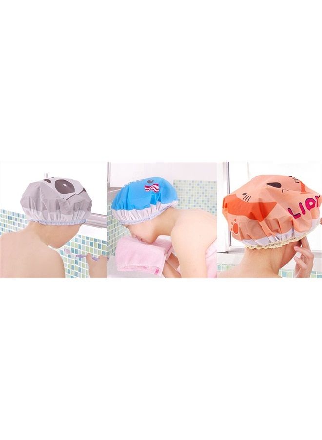 IXIAOPET Cute Cartoon Waterproof Elastic Shower Cap Bath Cap for Women and Girls and Kids,Pack of 3 Pcs(Panda Elephant Lion) - Image 5