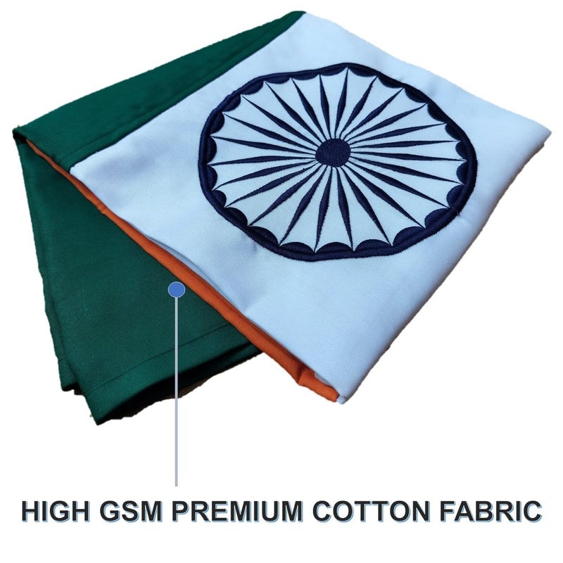 Omont Indian National Flag, 4 x 6 Feet, Premium Embroidered Ashoka Chakra, Professional Finish, Bharata Khadi Jhanda - Image 3