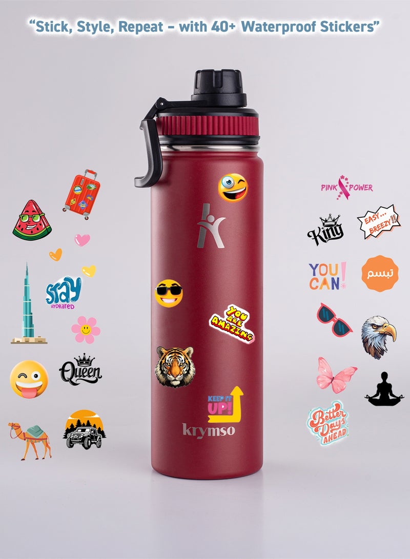 KRYMSO 650ml Stainless Steel Water Bottle, Sports Bottle with Straw, Double Wall Insulated Water Bottle, Thermos Flask, Water Bottle for kids, Gym - Image 4