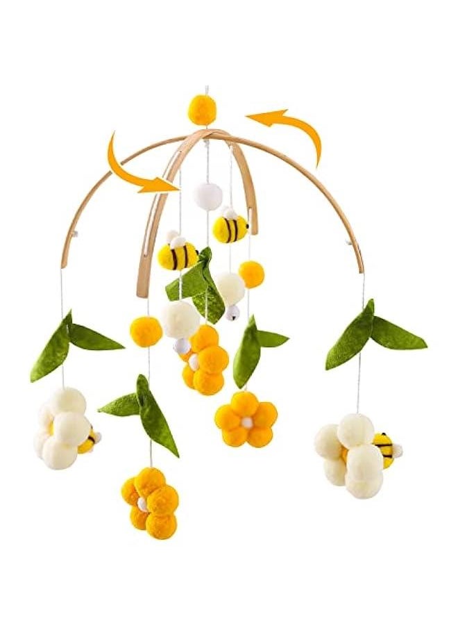 Generic - Baby Mobile for Crib Crib Nursery Mobile for Boys Girls Boho Bee Flower Nursery Decor Soothe Toy Baby Shower Set for Infant Bedroom Hanging Decoration Toy(Bee) - Image 1
