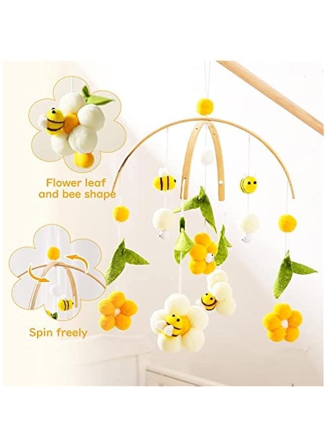 Generic - Baby Mobile for Crib Crib Nursery Mobile for Boys Girls Boho Bee Flower Nursery Decor Soothe Toy Baby Shower Set for Infant Bedroom Hanging Decoration Toy(Bee) - Image 1
