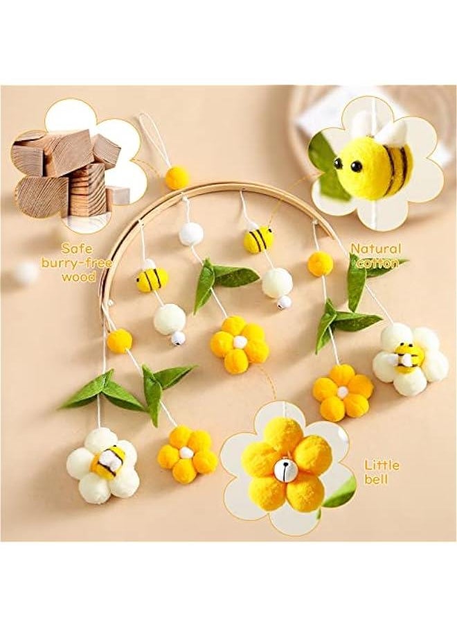 Generic - Baby Mobile for Crib Crib Nursery Mobile for Boys Girls Boho Bee Flower Nursery Decor Soothe Toy Baby Shower Set for Infant Bedroom Hanging Decoration Toy(Bee) - Image 1