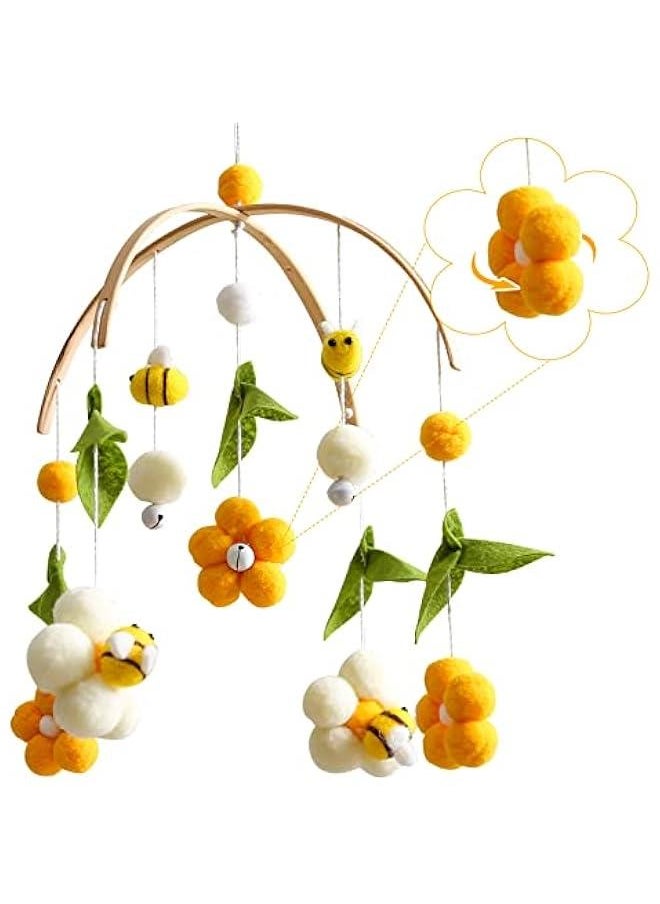 Generic - Baby Mobile for Crib Crib Nursery Mobile for Boys Girls Boho Bee Flower Nursery Decor Soothe Toy Baby Shower Set for Infant Bedroom Hanging Decoration Toy(Bee) - Image 1