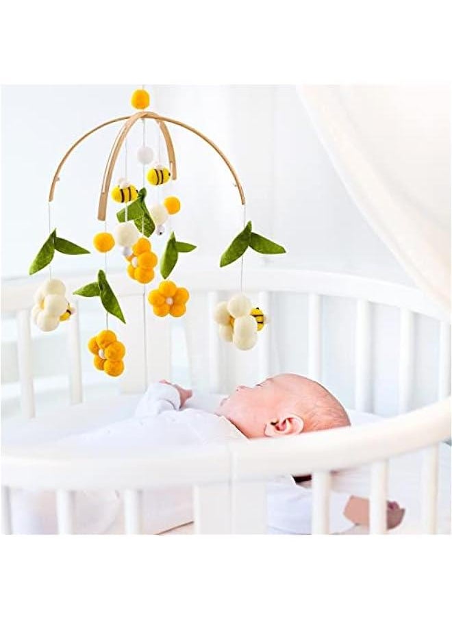 Generic - Baby Mobile for Crib Crib Nursery Mobile for Boys Girls Boho Bee Flower Nursery Decor Soothe Toy Baby Shower Set for Infant Bedroom Hanging Decoration Toy(Bee) - Image 1