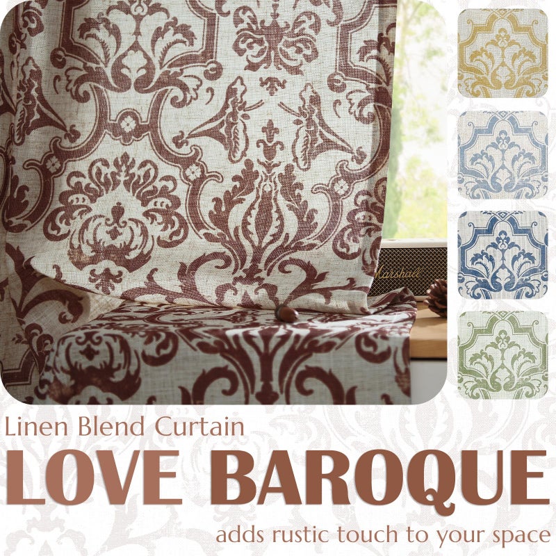 jinchan jinchan Linen Valance Curtain for Kitchen Vintage Damask Floral Blackout Valance Double Layer Small Window Curtain for Living Room Bedroom Bathroom 18 Inch Rod Pocket 1 Panel Terracotta on Beige  - Image 4