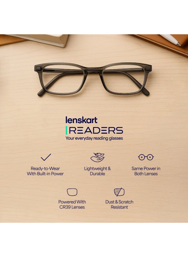 Lenskart Readers نظارات قراءة مستطيلة سوداء بإطار كامل | للرجال والنساء | لقوة 1.5 | LR E11058 - Image 5