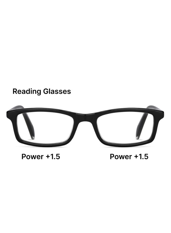 Lenskart Readers نظارات قراءة مستطيلة سوداء بإطار كامل | للرجال والنساء | لقوة 1.5 | LR E11058 - Image 1