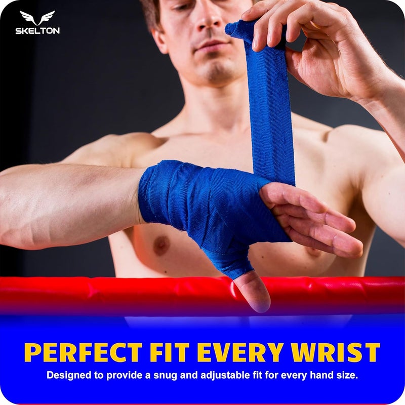 SKELETON Stretchable Support Hand wrap, Workout/Boxing & Punching Great for MMA | Muay Thai | Martial Arts, Wrist Support for Adults | (Blue) - Image 5