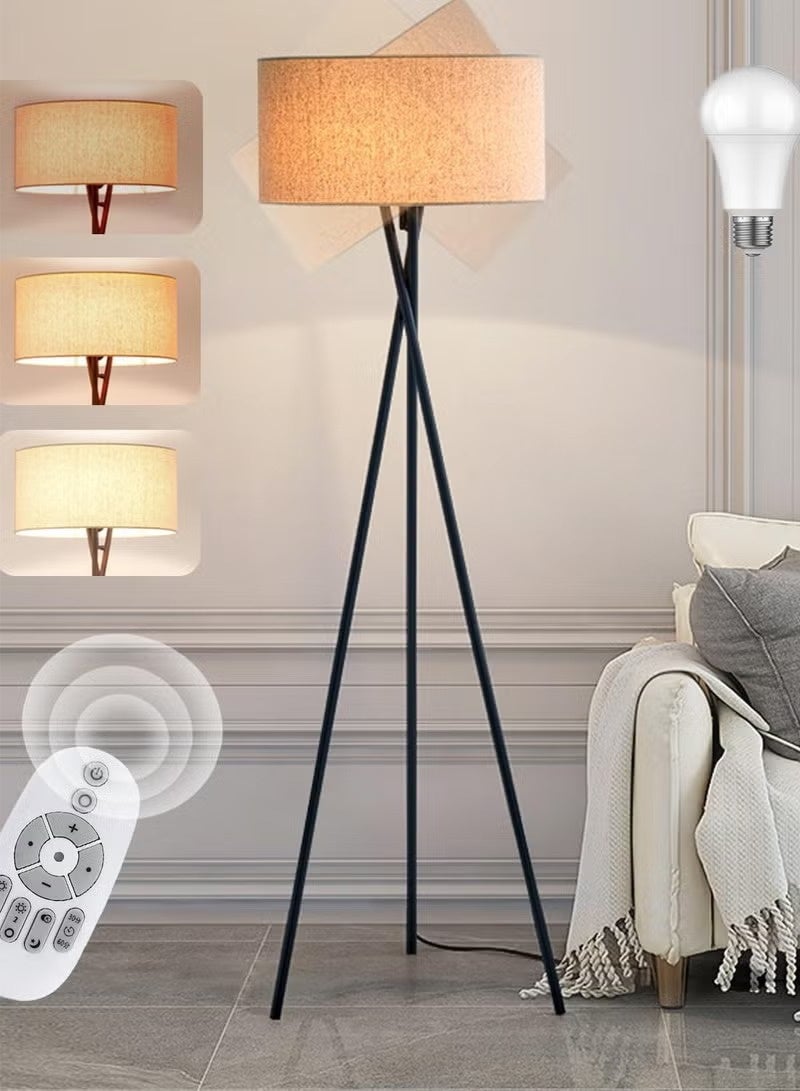 بريمو بلس مصباح أرضي ثلاثي القوائم بإضاءة LED و3 درجات حرارة للألوان مع غطاء كتان وزاوية قابلة للتعديل، لغرفة المعيشة والنوم و المكتب مع جهاز تحكم عن بعد - Image 4