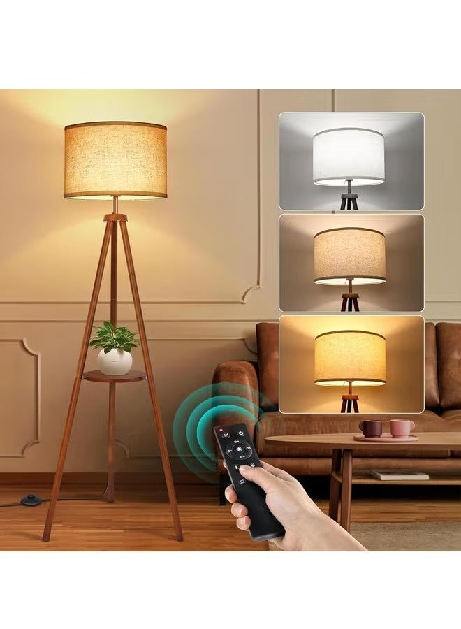 بريمو بلس مصباح أرضي ثلاثي القوائم بإضاءة LED و3 درجات حرارة للألوان مع غطاء كتان وزاوية قابلة للتعديل، لغرفة المعيشة والنوم و المكتب مع جهاز تحكم عن بعد - Image 2