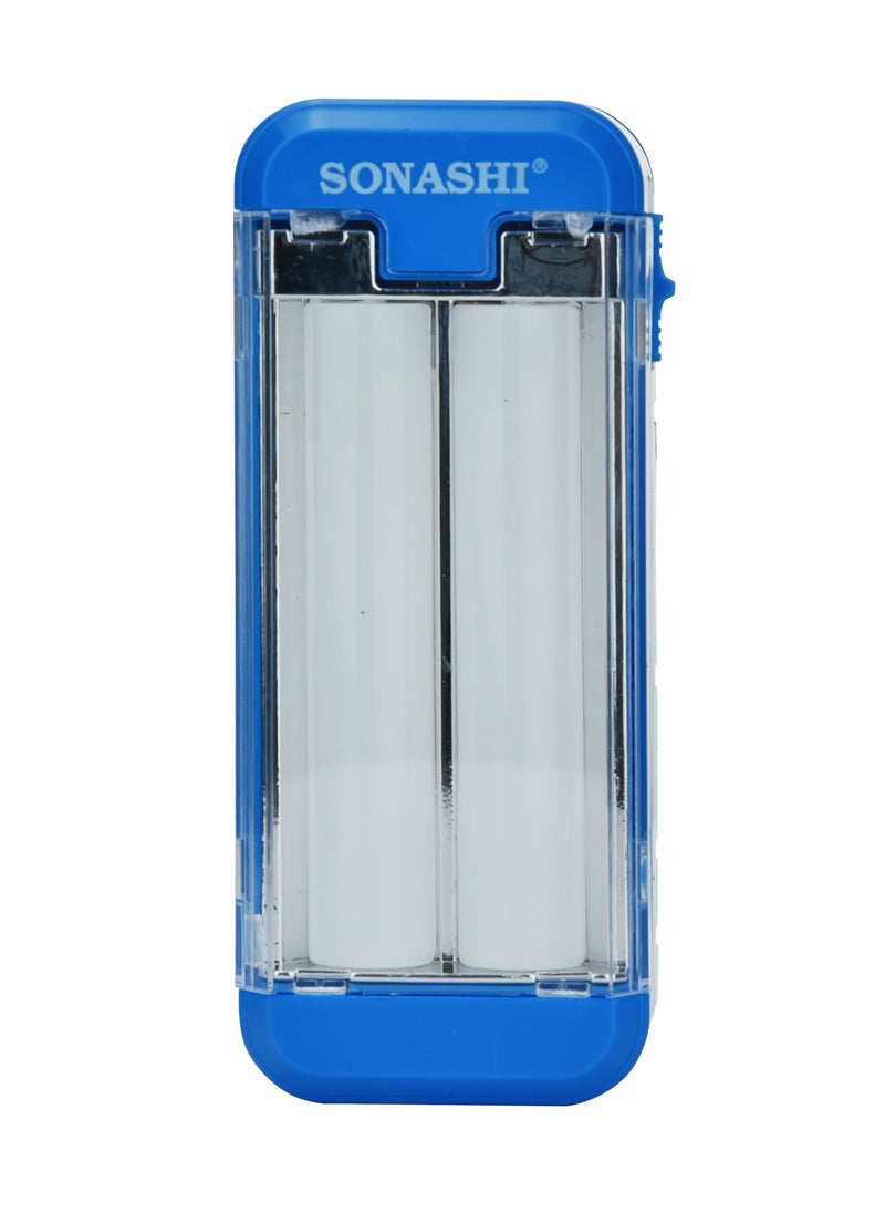 SONASHI - Rechargeable Emergency Light with DC Socket  Bright LED Light with Builtin Battery and Charge Indicator Function  Working Time 4 Hours with Portable Handle  Outdoor Friendly SEL-726 Blue - Image 1