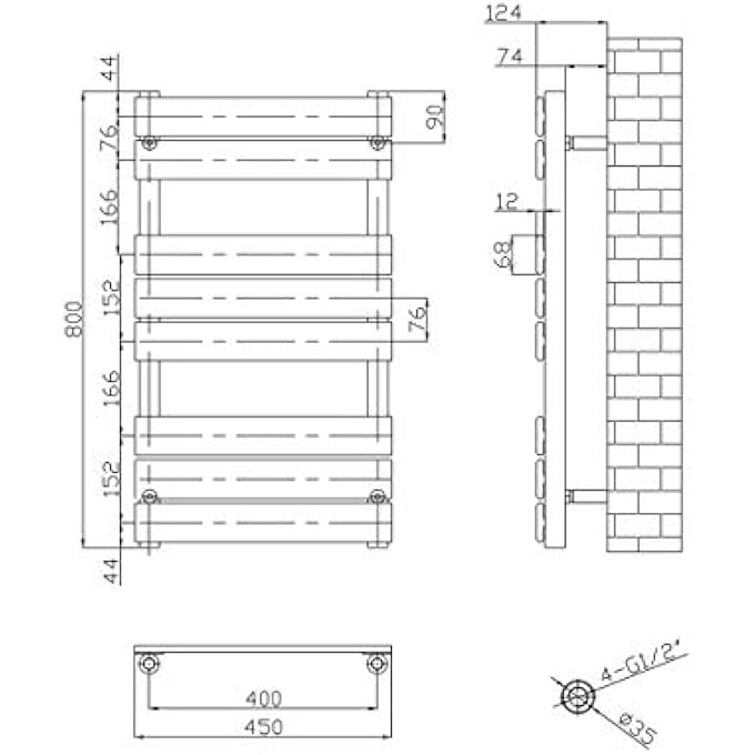 KTW-005 HOXTON TOWEL WARMER RADIATOR, ANTHRACITE GREY - Image 3